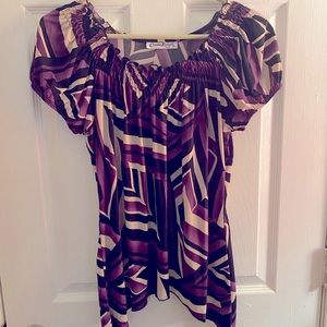 Purple black and white top